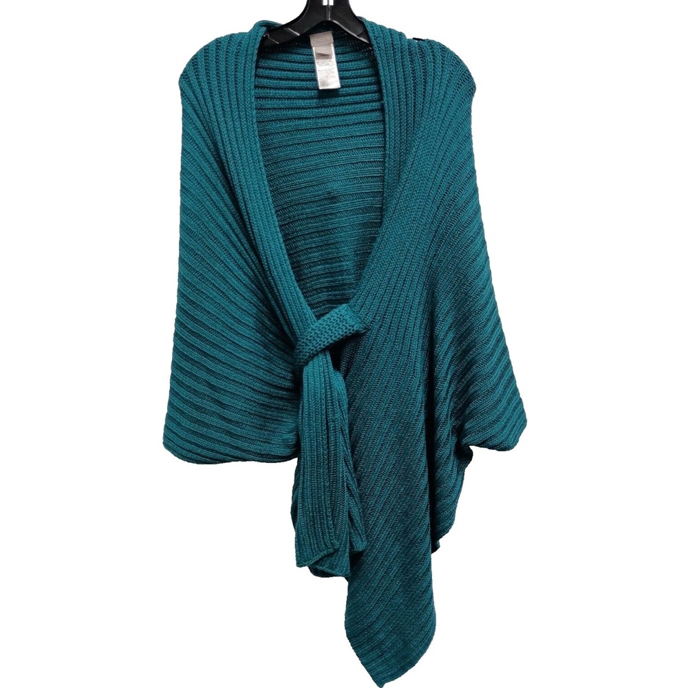 NWT Chicos Josie Wrap Ribbed Knit Cardigan Tapestry Teal‎ Blue Green S/M